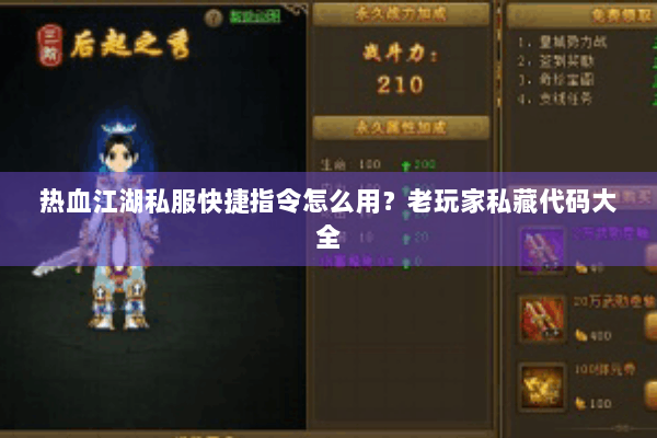 热血江湖私服快捷指令怎么用？老玩家私藏代码大全